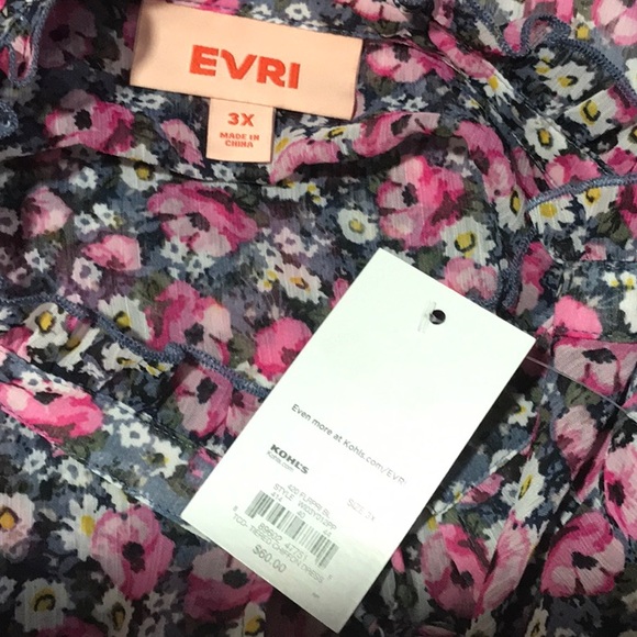 NWT Plus Size EVRI Tiered Chiffon 2 piece dress - Picture 12 of 13